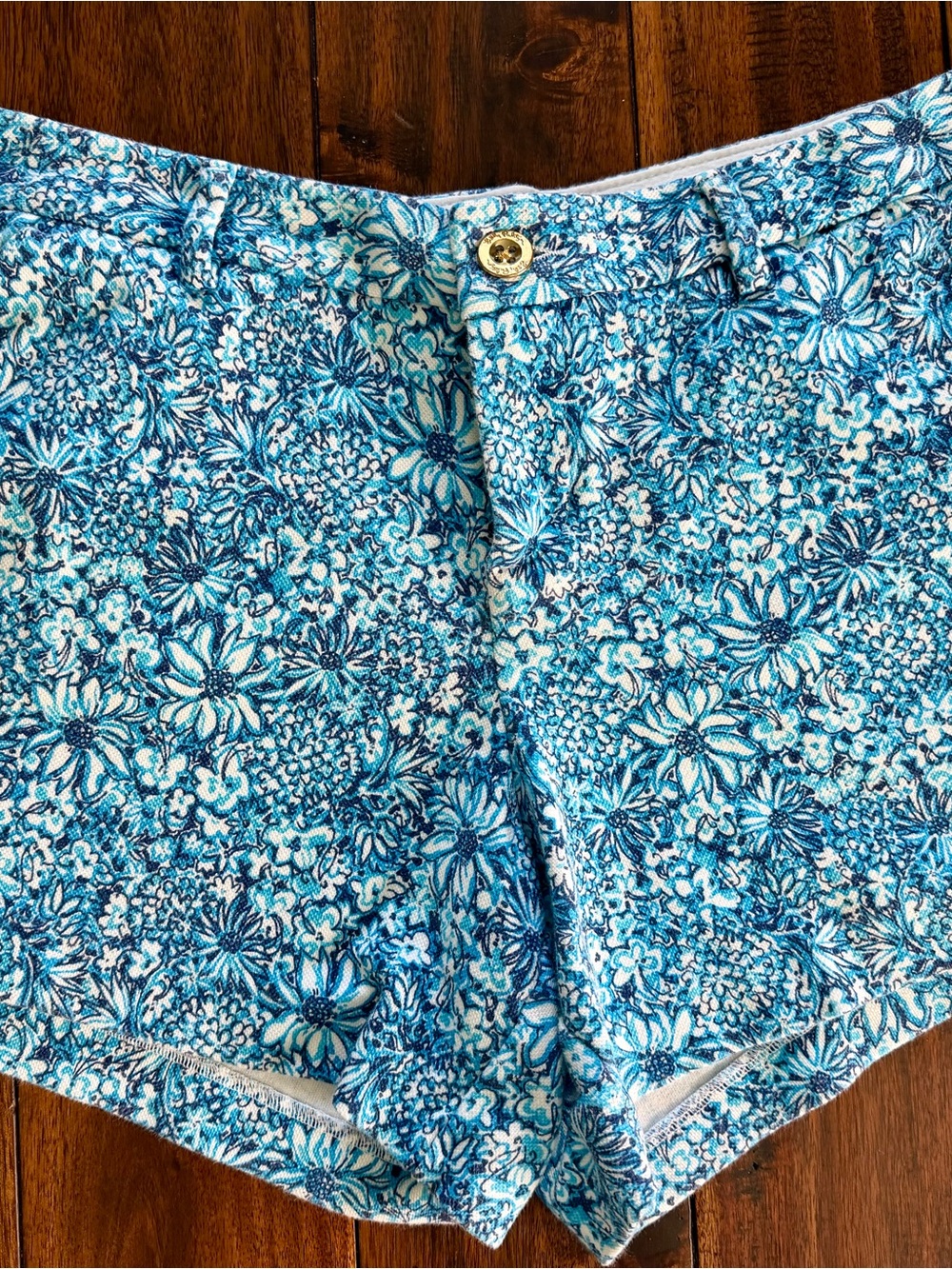 Lilly Pulitzer Blue Floral Blooming Together Print Shorts